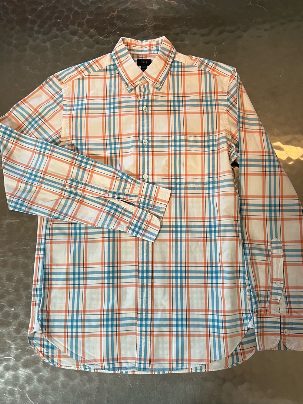 J.Crew Plaid Long Sleeve Button Down Shirt – Orange & Blue SMALL